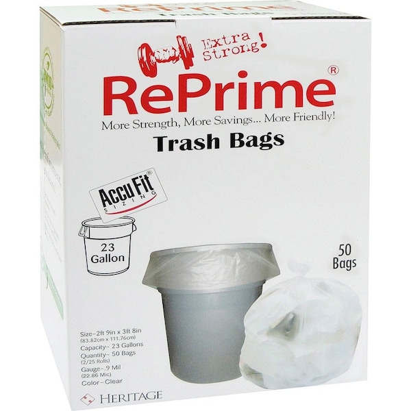 Heritage Bag 23 gal Trash Bags, 0.90 mil (23 Micron), Clear, 6 PK HERH5645TCRC1CT - main